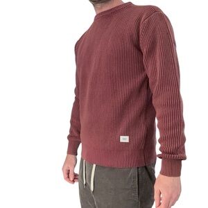 Katin Swell Ribbed Knit Crewneck Sweater Men’s Size Small Maroon Red New